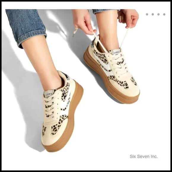 Platform Sneakers Retro Fashion Thick Rubber Sole Comfortable Tennis Skate